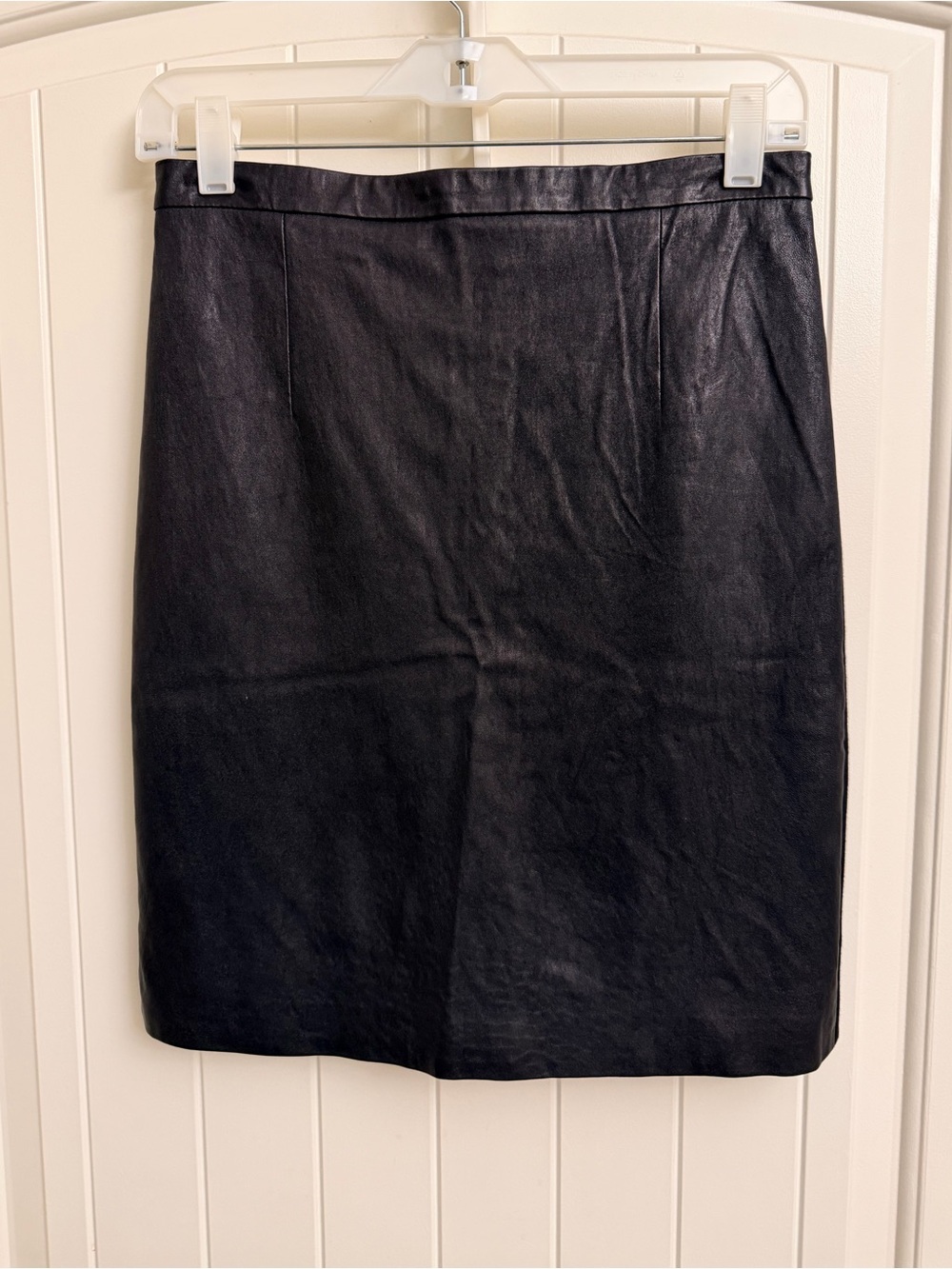 Tibi Black Leather Front Pencil Skirt, size 4